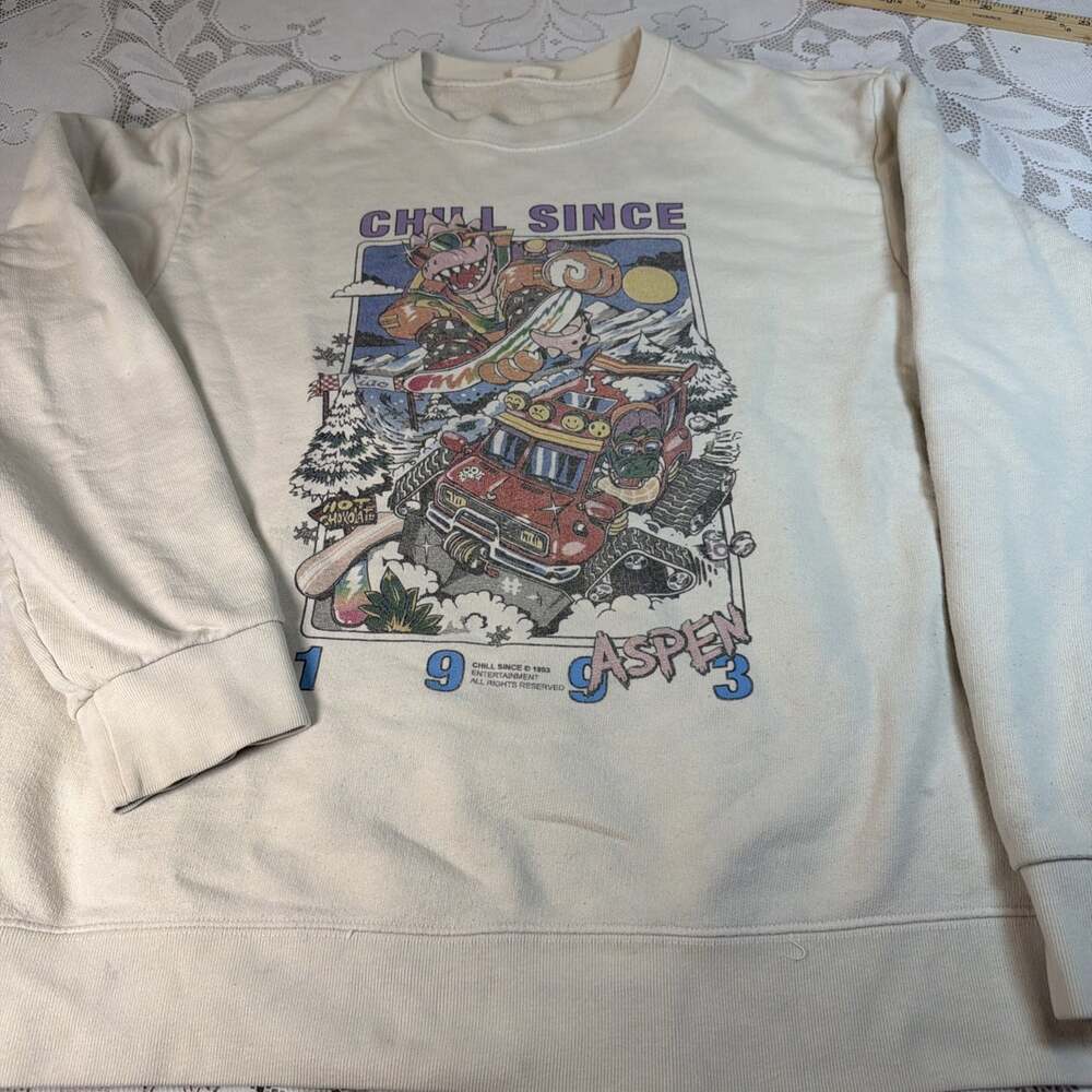 VNTG John Galt Chill Since 1993 Aspen Crewneck Sweatshirt, Chest48”/L28” - Picture 8 of 11